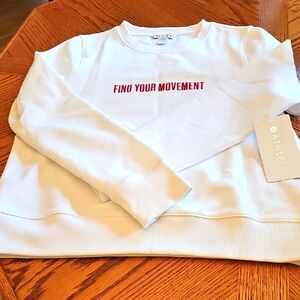 NWT Athleta White Crewneck Fleece Sweatshirt .Size M